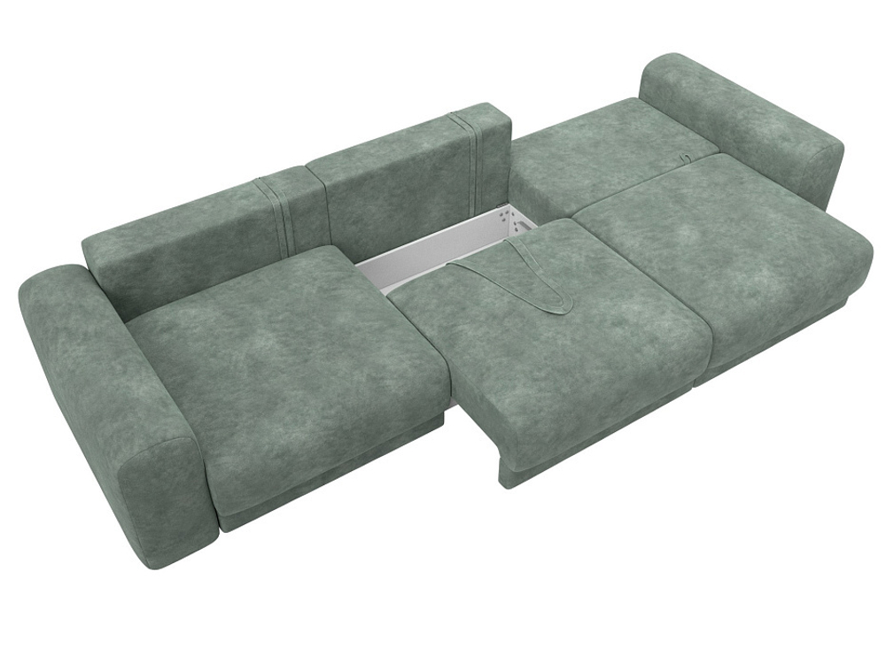 Диван прямой Лига-056 НПБ Лонг ВЕЛЮР BRUT 08 зеленый