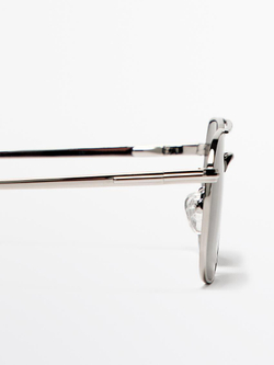 Massimo Dutti Солнцезащитные очки в металлизированной оправе, серебряный