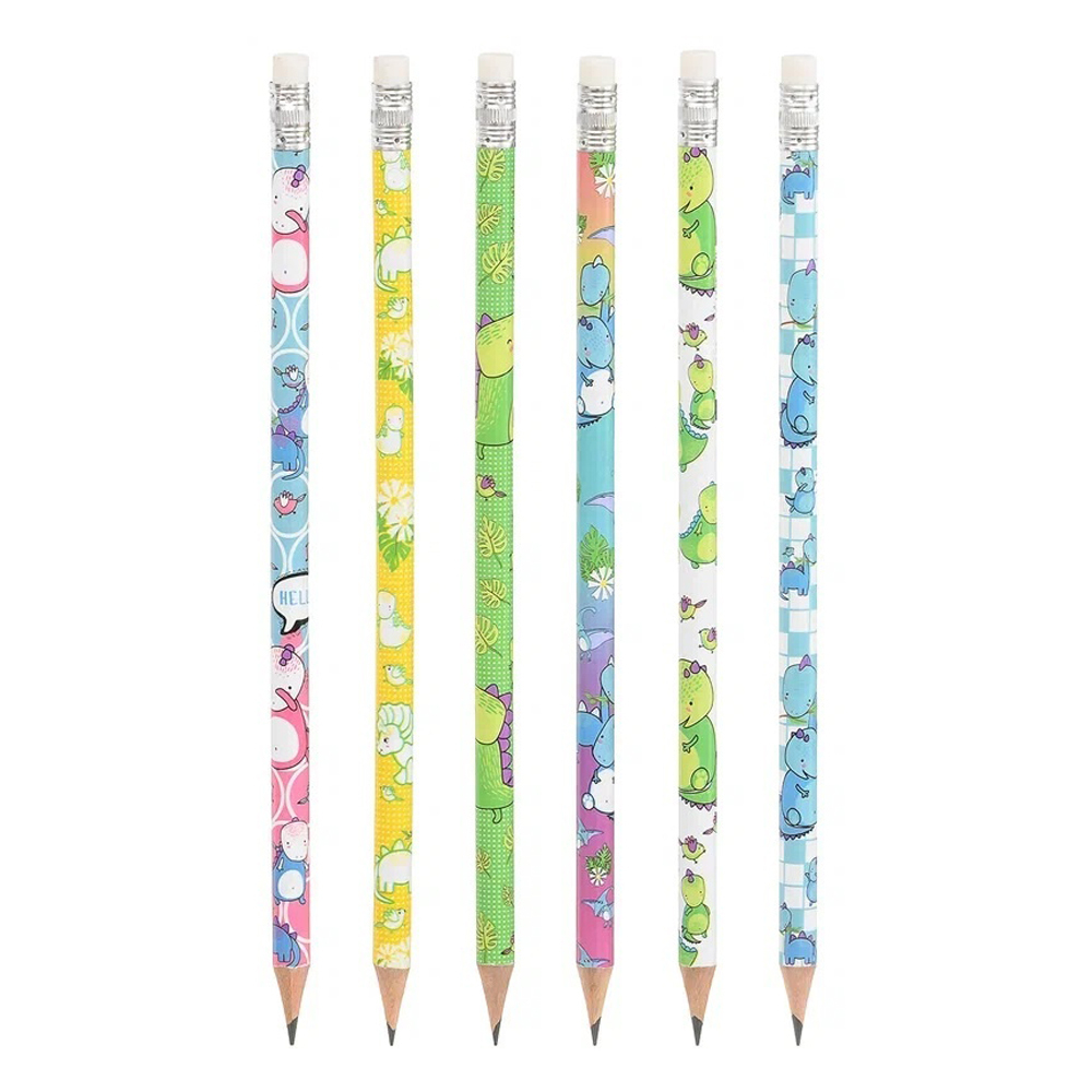 Карандаш простой, чернографитный, Basir, деревянный, с ластиком, серия "Дино", с рисунком на корпусе, 48 шт