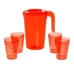 Кувшин Люмици 1,8л; 4 стакана Люмици 0,3л красный прозрачный С576КРП (комплект 8 шт)