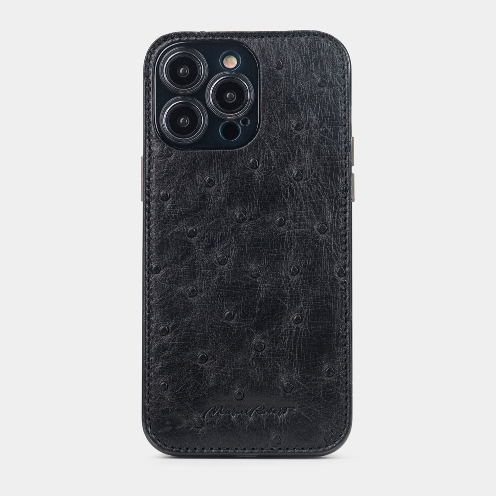 Накладка кожаная для iPhone 14 Pro Max черного цвета