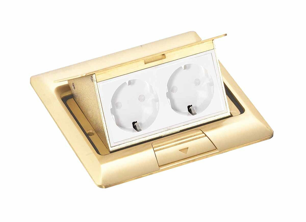 Выдвижной блок на 4 модуля,  латунь