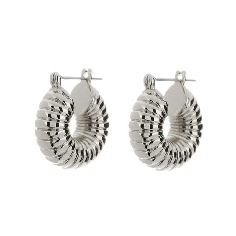 Серьги Мини Пончик с Бороздами – Серебро