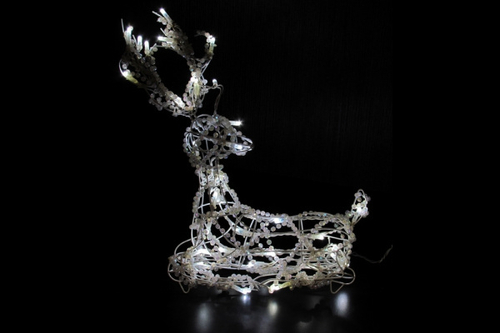 LED-XM(CB)-3D-CK027-W Олень белый 53*30*11см, 220V Новинка  (олень лежит)