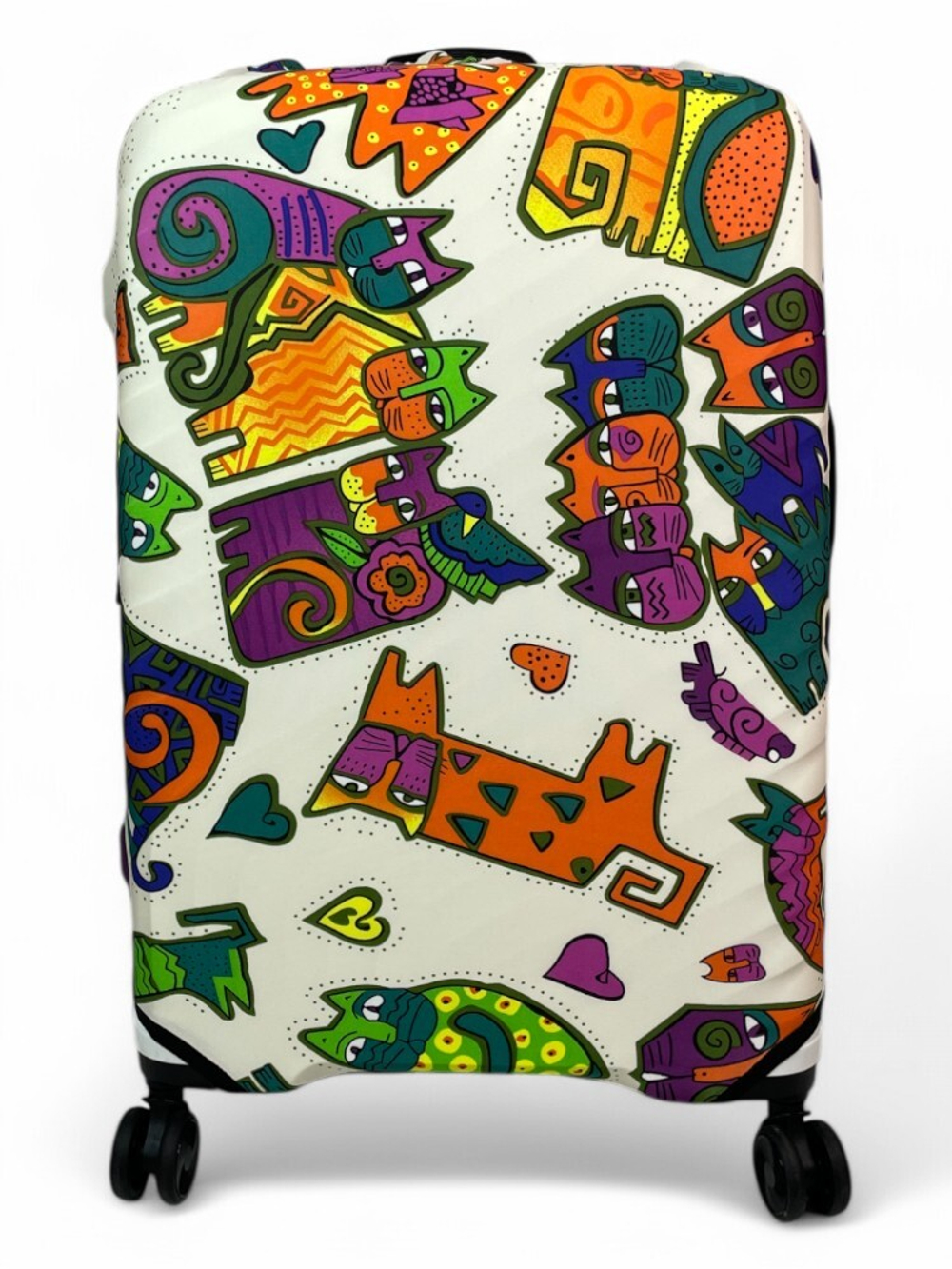 Чехол на чемодан 28", цвет белый/разноцветный, Коты