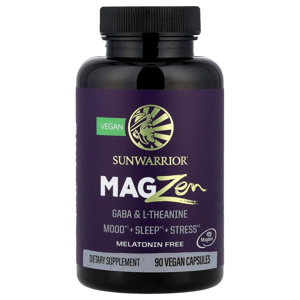 Sunwarrior, MagZen, ГАМК и L-теанин, 90 веганских капсул