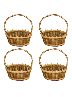 Корзинка овальная подарочная, набор 4 штуки, арт. O270GR/4, 27х19х10 см, высота с ручкой 34 см