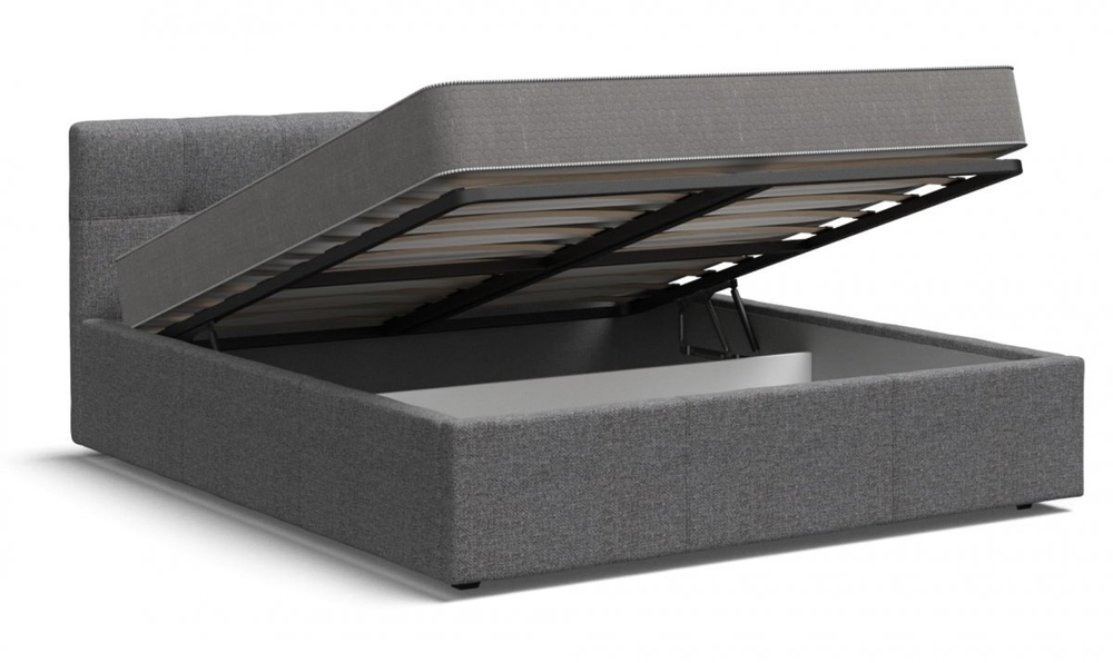 Белла Кровать+ПМ 160 Рогожка Мальмо серый