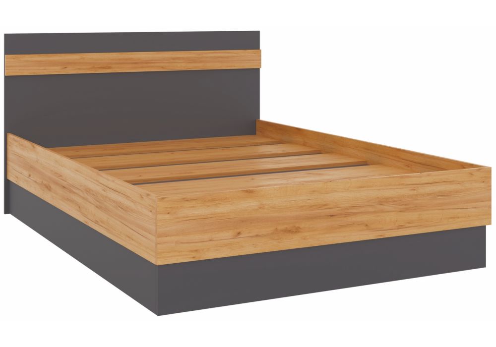 Полутораспальная кровать Кассандра 140х200 дуб крафт золотой / антрацит