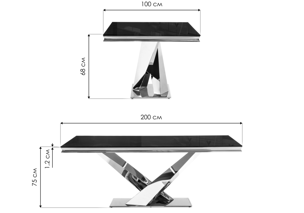 Стол стеклянный Woodville Levon 200x100x75 black
