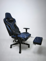 Геймерское кресло с подножкой. Цвет синий