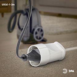 Удлинитель электрический ЭРА UX-1-3m без заземления 1 розетка 3м ПВС 2x0,75мм2 6А