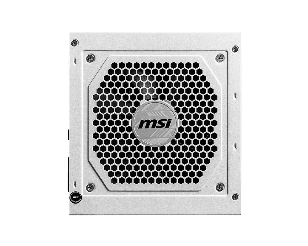 Блок питания MSI  850W, MAG A850GL PCIE5 WHITE, Full Modular, ATX, 80+ GOLD, >90%, Fan 120mm, Белый