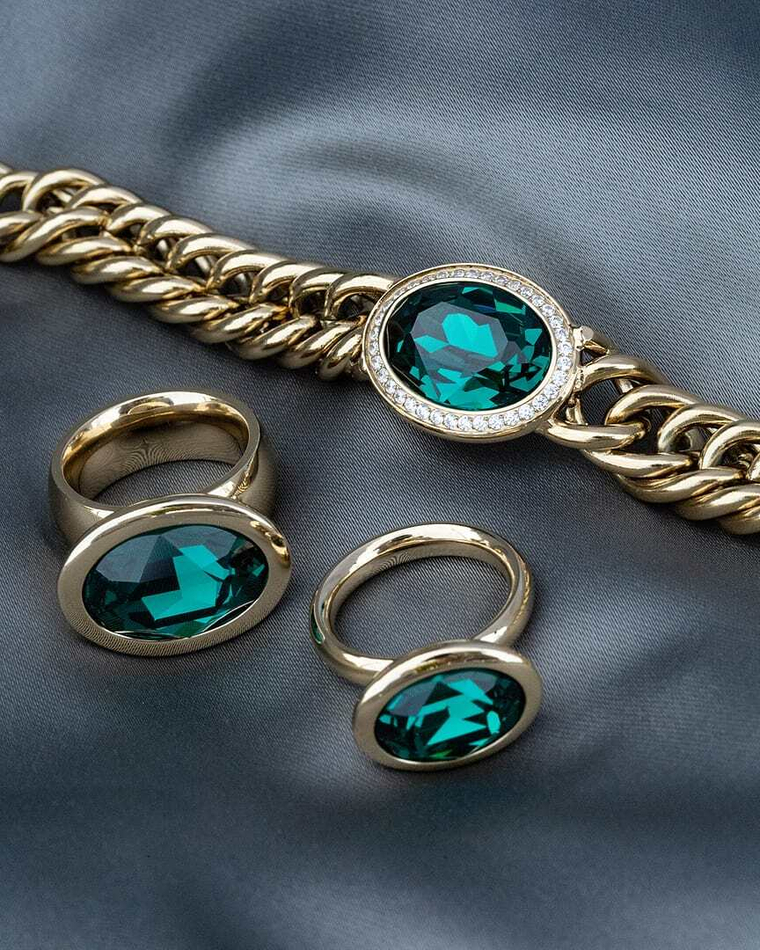 Кольцо Qudo TIVOLA big G emerald 17.2 мм 632328/17.2 G/G