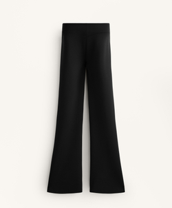 OYSHO Расклешенные брюки с высокой посадкой и эффектом неопрена, черный