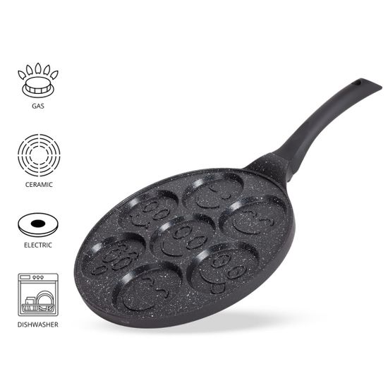 Сковорода для оладий 26 см. Kamille КМ 4212 смайлики