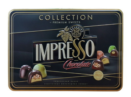 Набор конфет "Impresso Premium" Черный 423 г. жестяная банка Черный Спартак