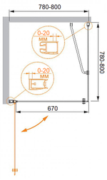 Душевой уголок Cezares Elena 80x80 L ELENA-W-A-1-80-P-Cr-L профиль Хром стекло рифленое