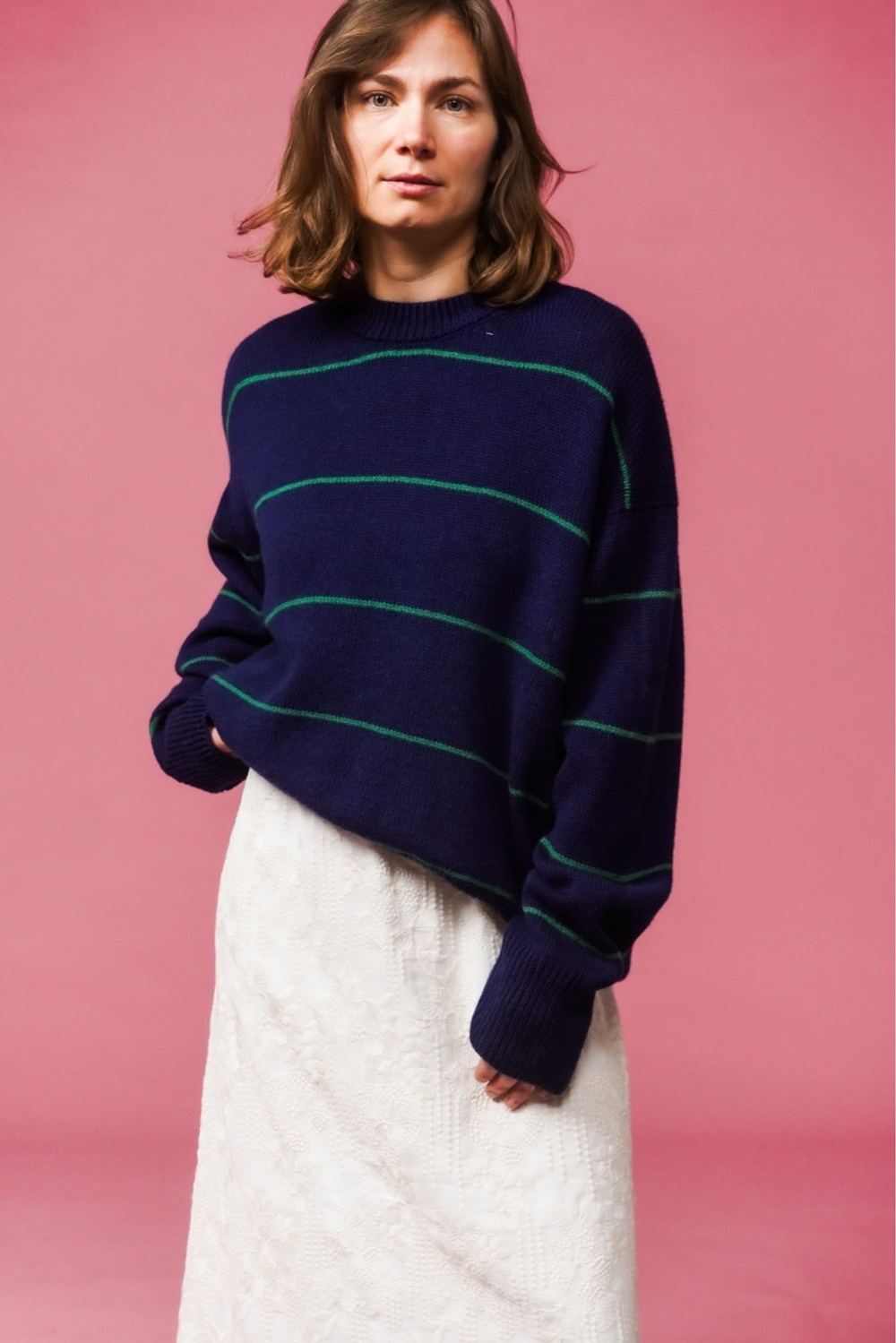Пуловер Зое из кашемира с мериносом в полоску