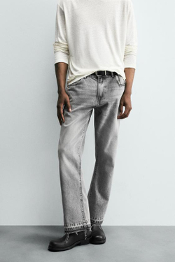 ZARA ДЖИНСЫ FLARED FIT, СЕРЫЙ