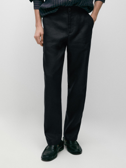 Massimo Dutti Зауженные льняные брюки, темно-синий