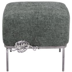 Банкетка Monstera Deliciosa (Монстера) Квадро Лазурный Античное серебро