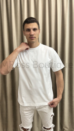 Мужская белая футболка Louis Vuitton с рельефными инициалами LV