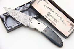 Нож Буди Вэстона Дамаск карбон синий Buddy Weston customфотография - 8