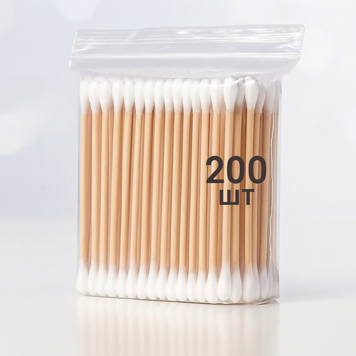 Ватные ушные палочки деревянные бамбуковые 200 шт