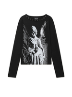 Топ Silent Vow Black Sigil Cursive Graphic Eyelet Neck