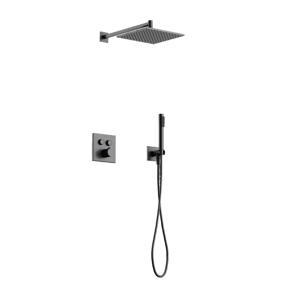 Душевой комплект с термостатом Sancos Linn, с внутренней частью, вороненая сталь арт. SC9022GG