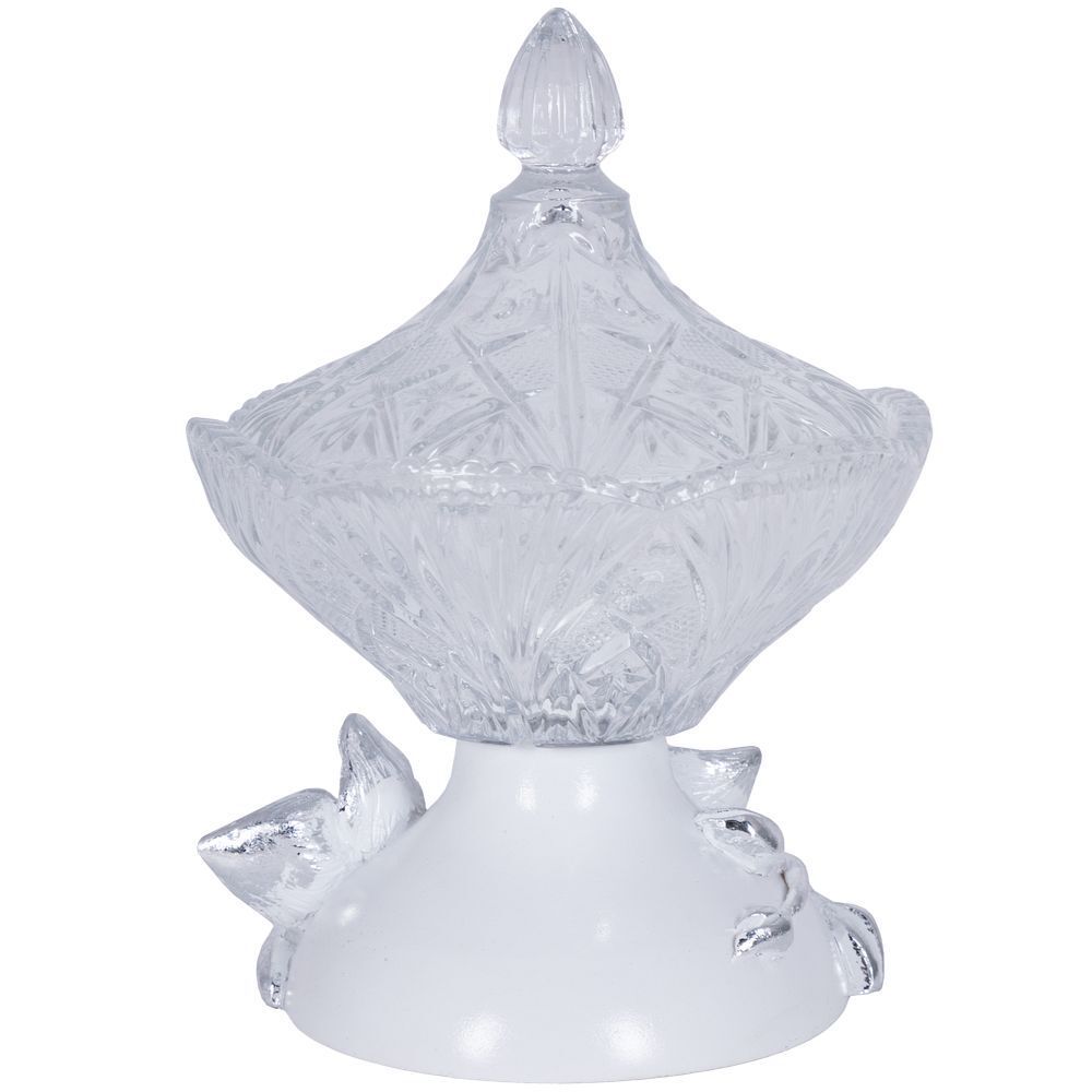 Сахарница стеклянная с крышкой Орхидея Лайм Белый