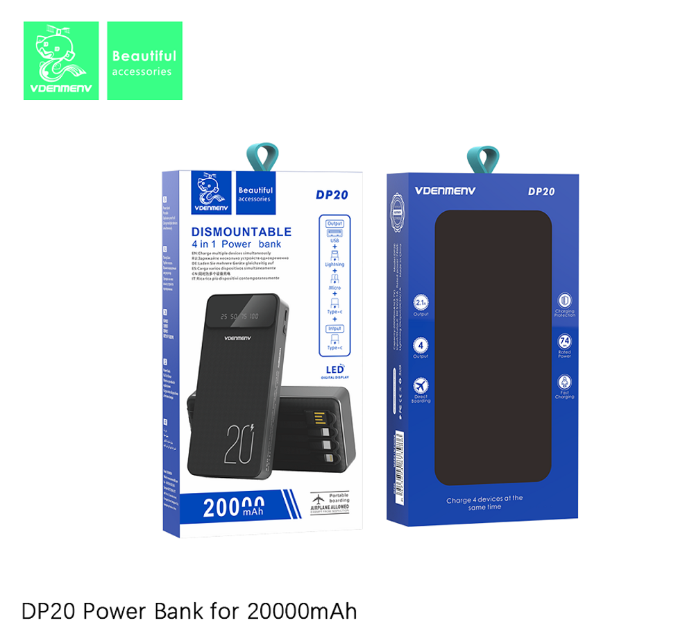 Портативный аккумулятор DENMEN DP20 20000 mAh (белый)