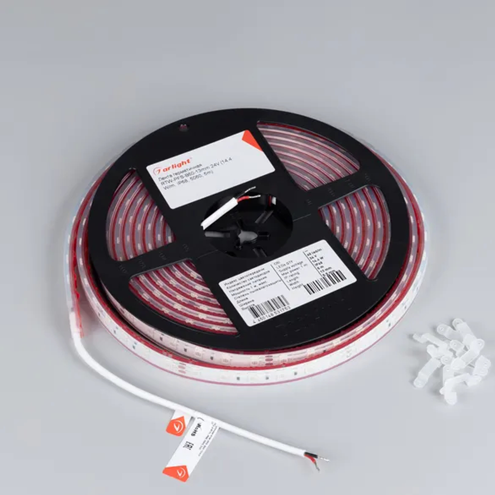 Светодиодная лента герметичная RTW-PFS-B60-13mm 24V Red (14.4 W/m, IP68, 5060, 5m) (Arlight, 14.4 Вт/м, IP68) 036463