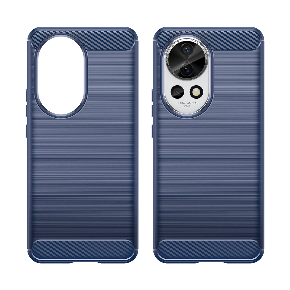 Мягкий чехол синего цвета для Huawei Nova 12 Pro, серия Carbon (дизайн в стиле карбон) от Caseport