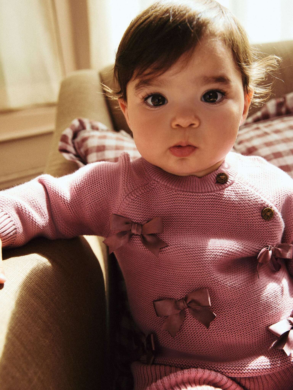 Вязаные свитер и брюки в комплекте для малышей Next E12-223, Розовый