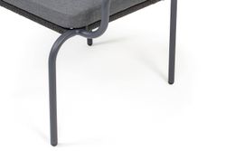 "Нуар" стул плетеный из роупа, каркас алюминий темно-серый (RAL7024) муар, роуп темно-серый круглый, ткань темно-серая 027