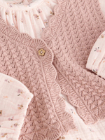 Жилет вязаный и блуза в комплекте для девочки Next E25-150, Розовый