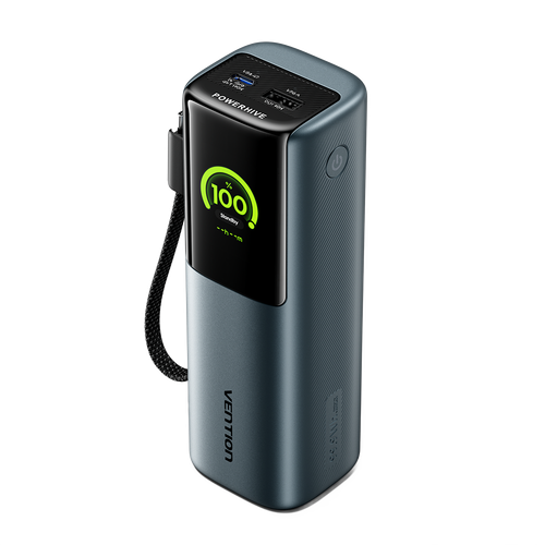 27000mAh Power Bank (USB-C + USB-C/USB-C/USB-A) 200W Gray TFT Display Type