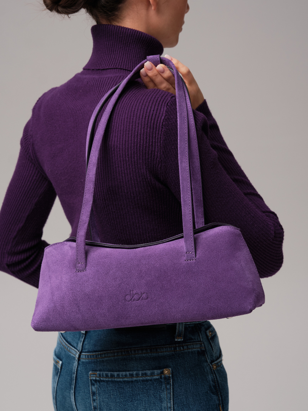 Женская замшевая сумка DBR 31127 фиолетовая гуашь