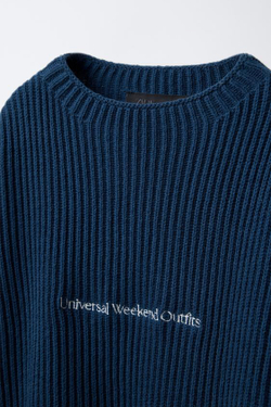 ZARA СВИТЕР С ВЫШИТОЙ НАДПИСЬЮ, СИНИЙ