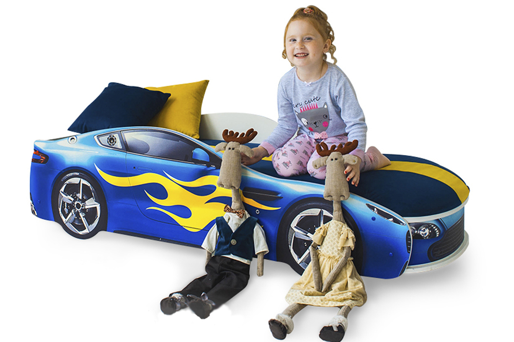 Кровать с матрасом Бельмарко Бондмобиль синий