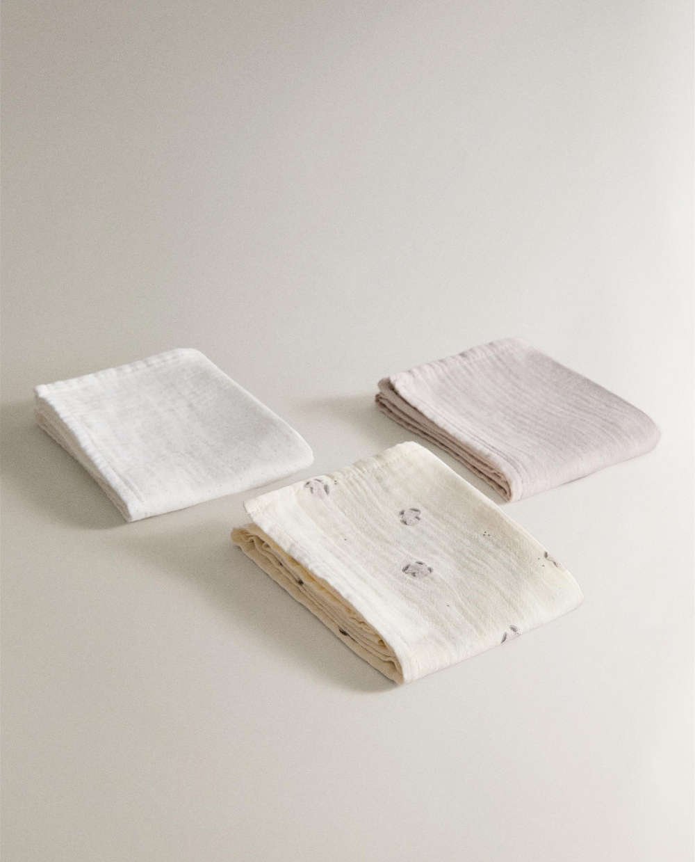 Zara Home Муслиновые салфетки из хлопка, кремовый, 55x55 см (3 шт.)