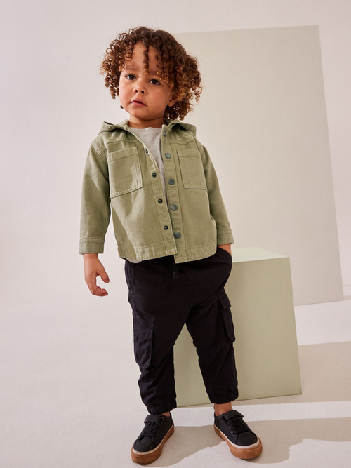 Куртка джинсовая с капюшоном для мальчика Next K83-426, Хаки
