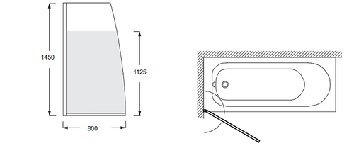 Шторка для ванны распашная Jacob Delafon Serenity 80х145 цвет профиля черный (E4933-BL)