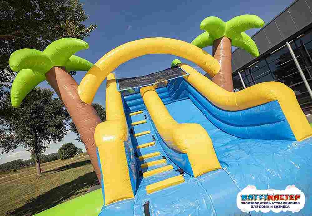 Надувной аквапарк с бассейном и горками «Тропический остров», 24×18×7,6 м