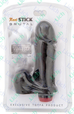 Чёрный вибратор с большой мошонкой