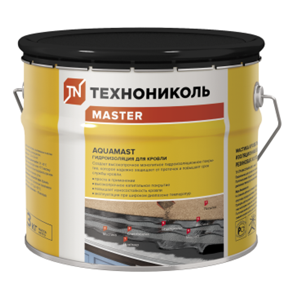 Мастика битумно-резиновая Технониколь AquaMast для кровли 3 кг