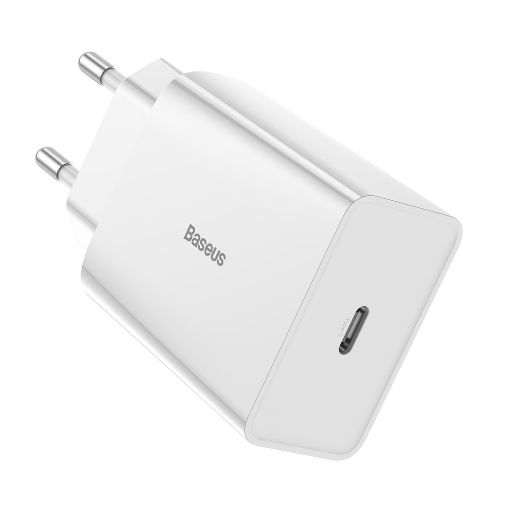 Зарядное устройство + Кабель Baseus Speed Mini PD Single Tyep-C Quick Charger 18W Charging Sets - White