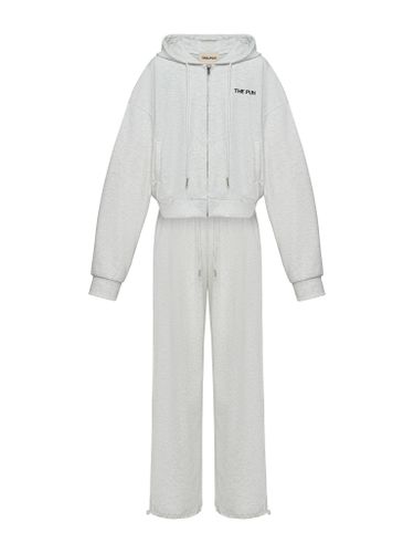 Серый меланжевый хлопковый спортивный костюм